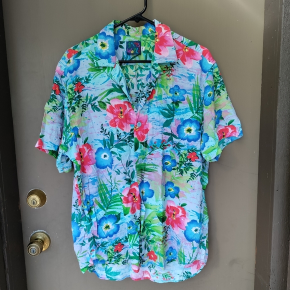 Rare Vintage Jams World Floral Shirt and Pant Set Pajamas Vacation Tropical - Picture 2 of 12